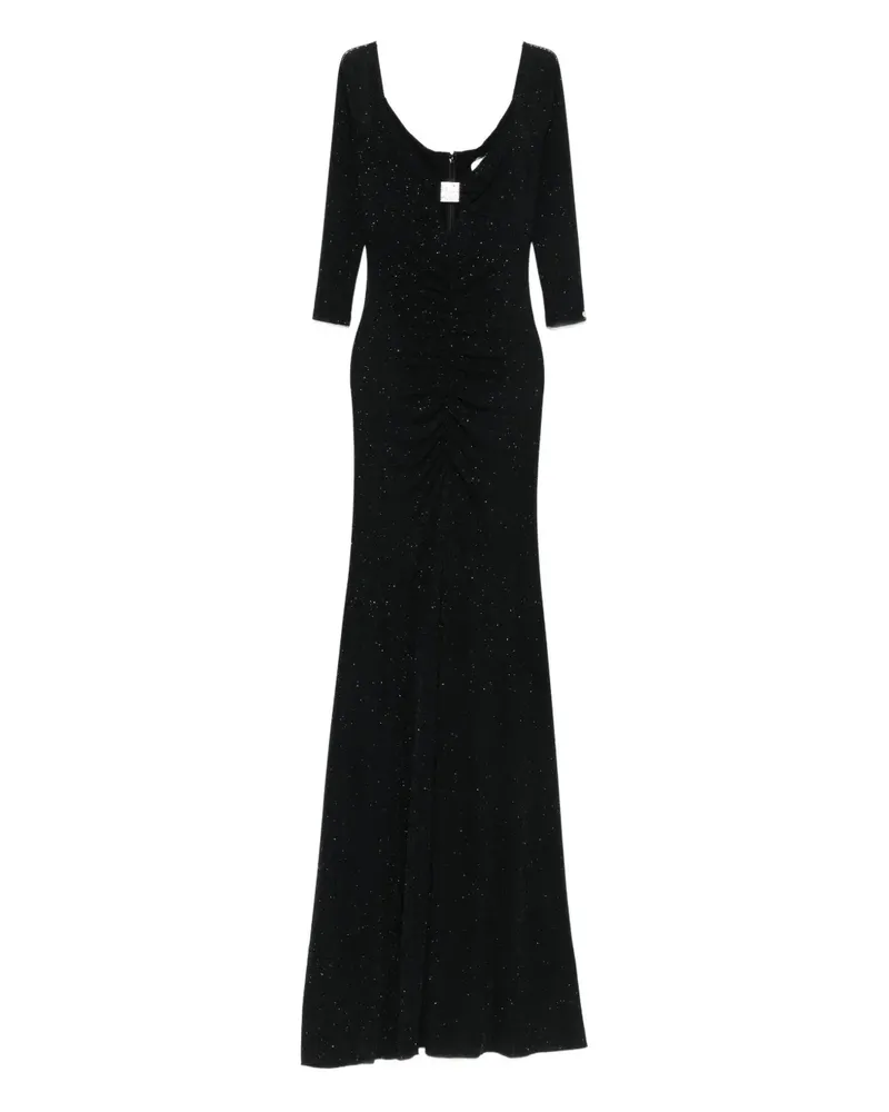 NISSA Maxikleid im Glitter-Look mit Dreiviertelärmeln - Schwarz Schwarz