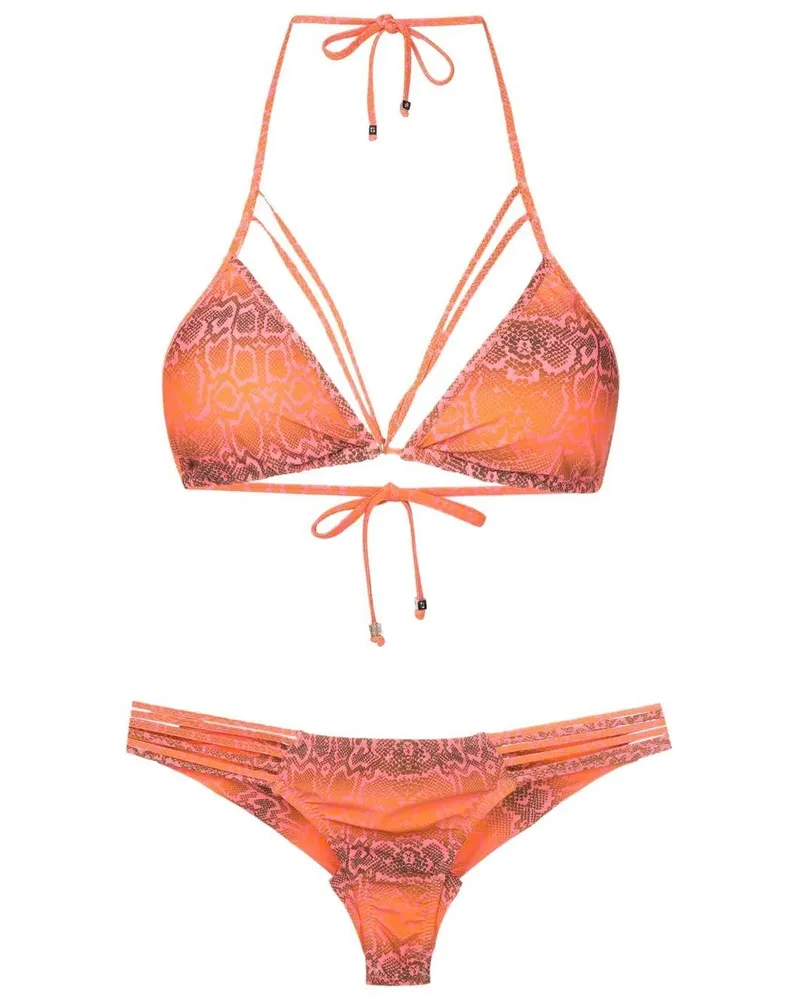 Amir Slama Bikini mit Schlangenleder-Print - Orange Orange