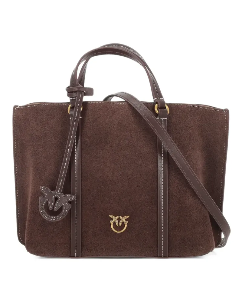 Pinko Love Birds Tote Bag mit Kontrastnähten - Braun Braun