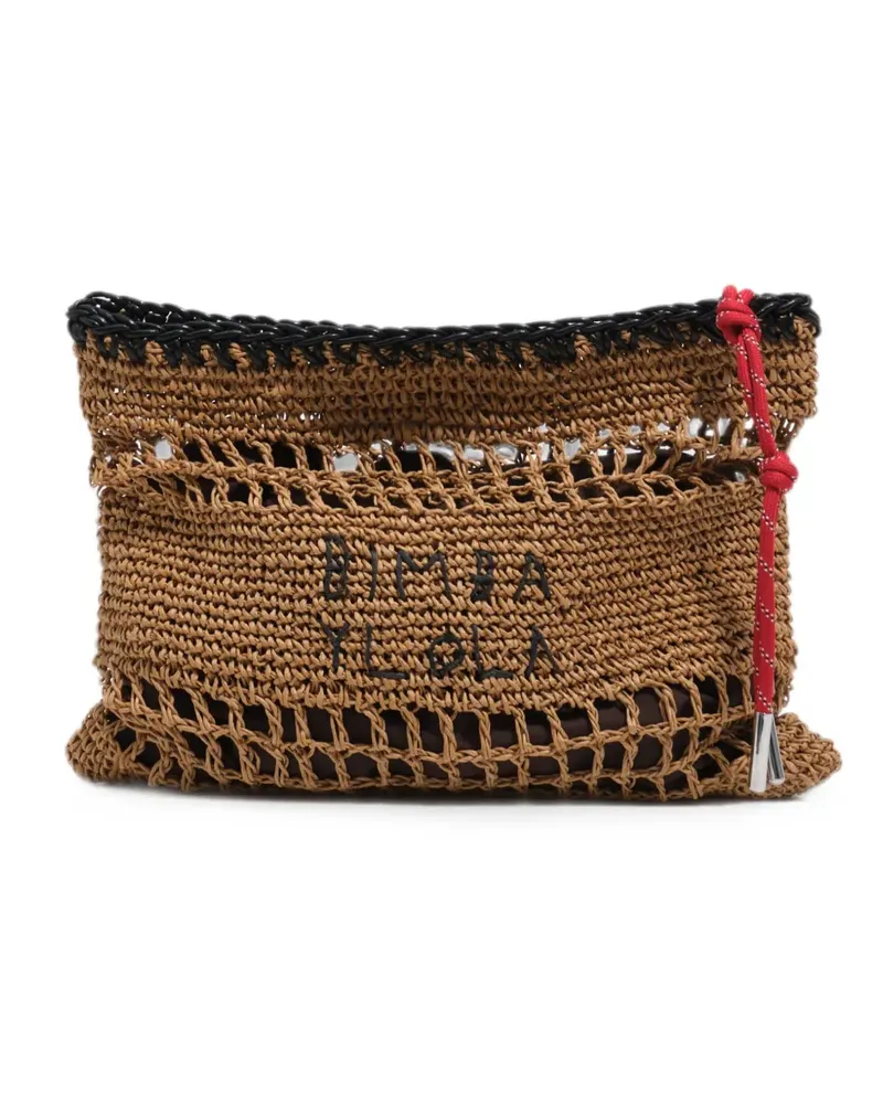 BIMBA Y LOLA Mittelgroße Dark Natural Handtasche mit Raffiabast-Effekt - Nude Nude