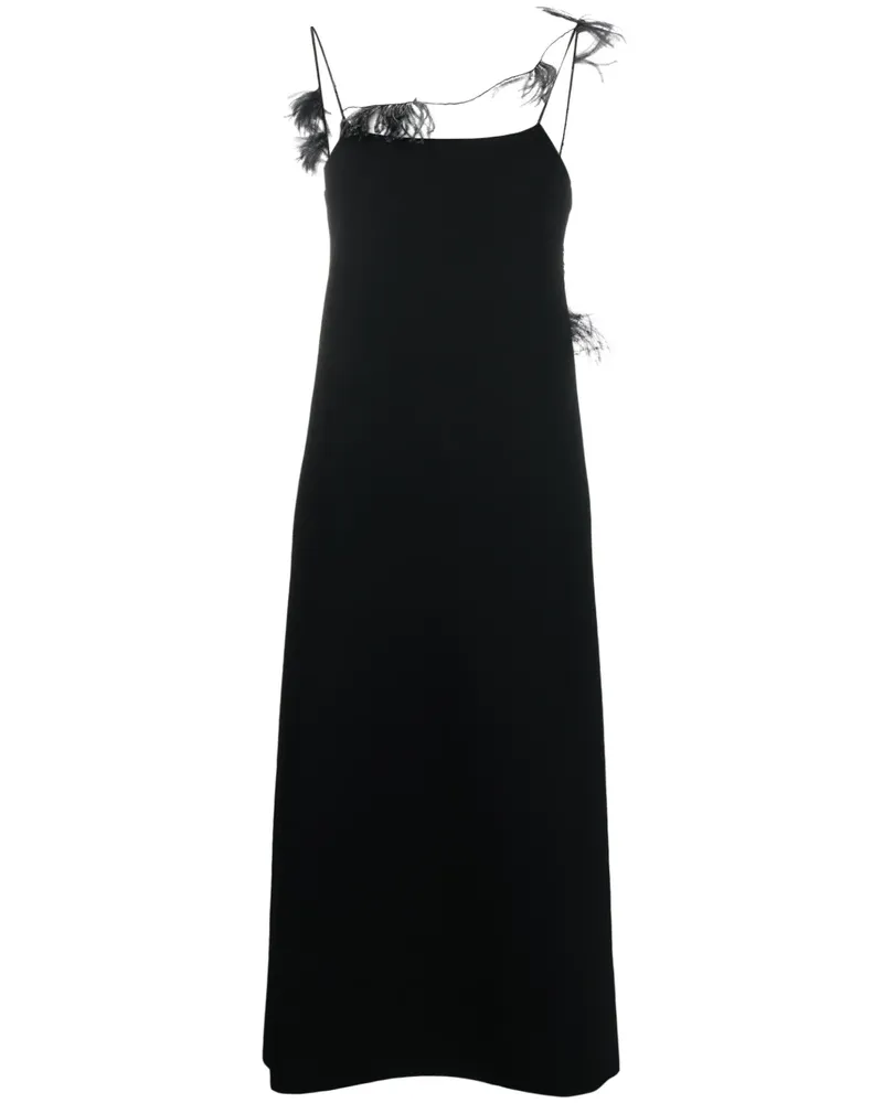 Jil Sander Kleid mit Federn - Schwarz Schwarz