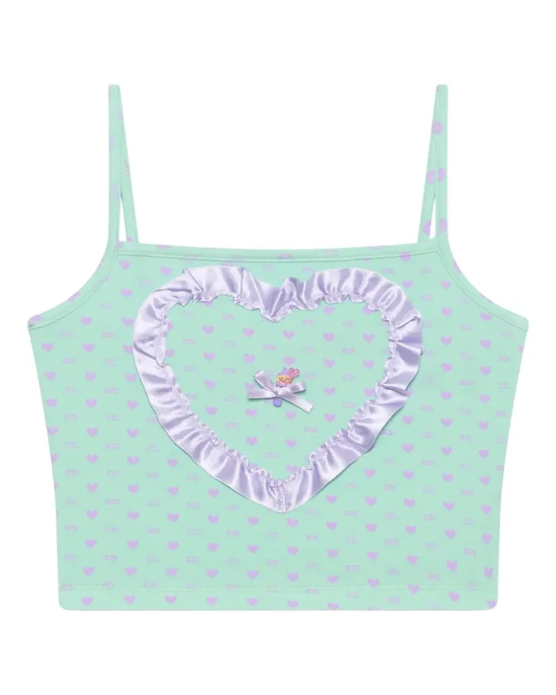 GCDS Polly Pocket Oberteil mit Herz-Print - Grün Grün