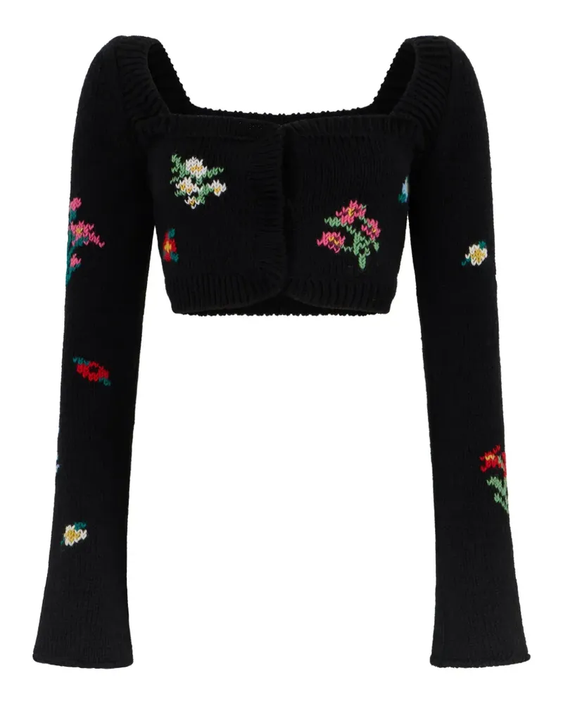 Philosophy Di Lorenzo Serafini Floraler Cropped-Pullover - Schwarz Schwarz