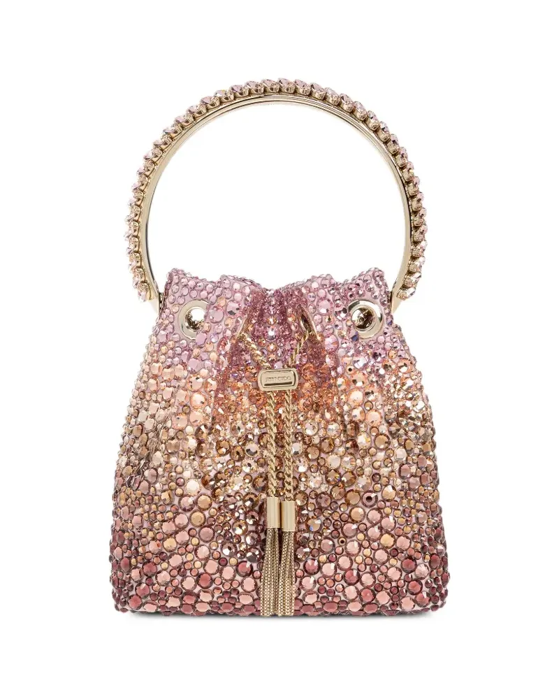 Jimmy Choo Bon Bon Tasche aus Satin mit Kristallen - Rosa Rosa