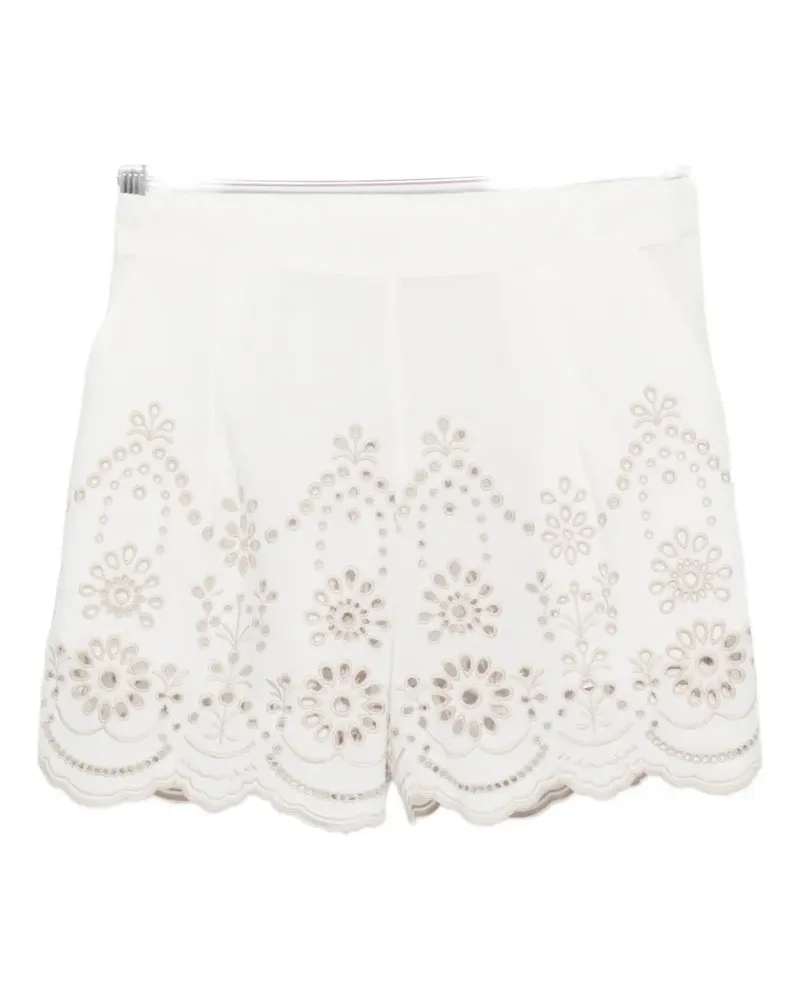 MC2 Saint Barth Amani broderie-anglaise scalloped-hem shorts - Weiß Weiß