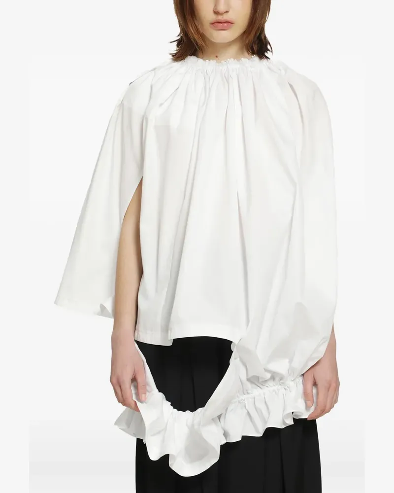 Comme des Garçons gathered ruffled cotton blouse - Weiß Weiß