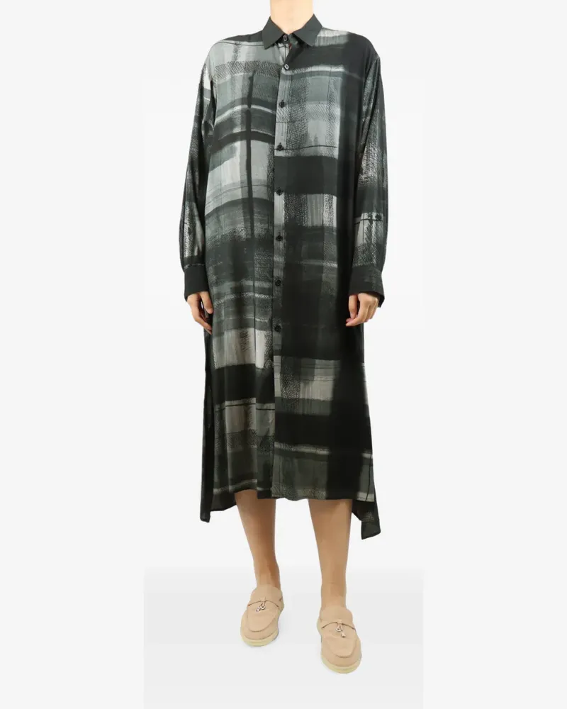Yohji Yamamoto printed midi dress - Schwarz Schwarz