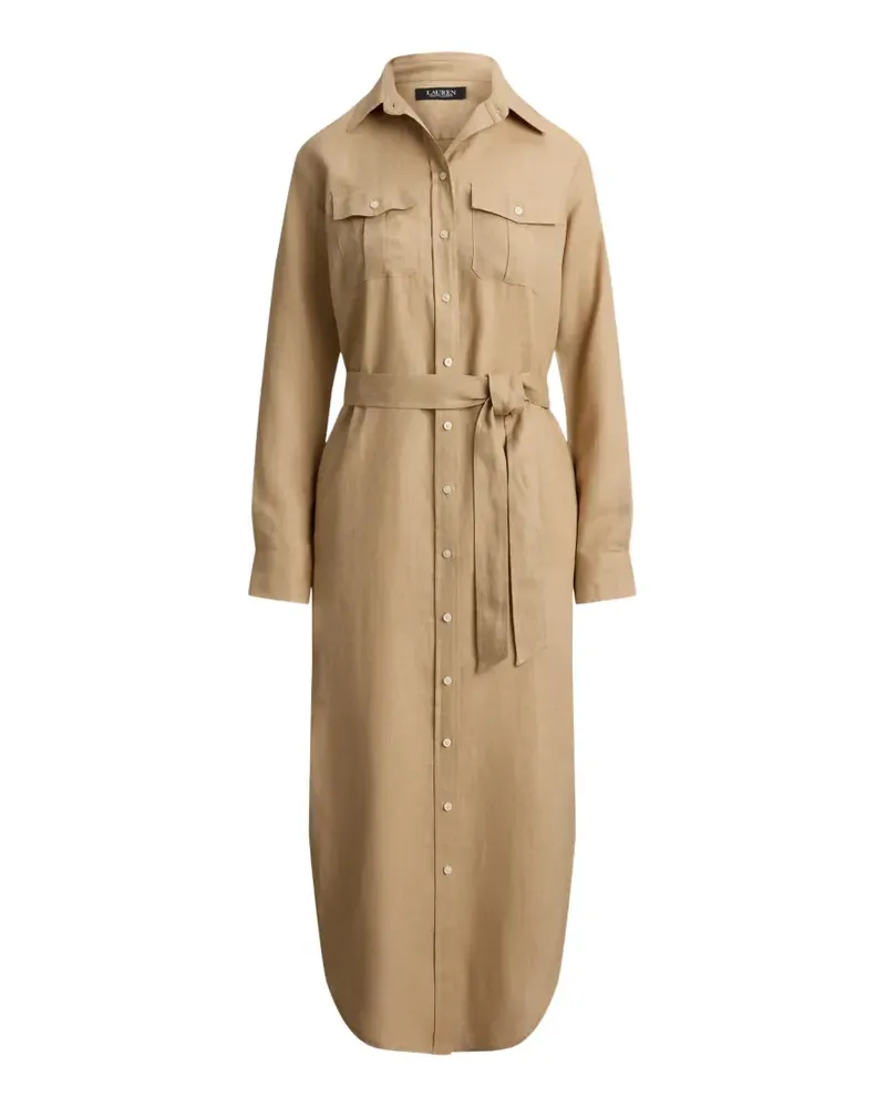 Ralph Lauren belted patch-pocket midi shirtdress - Nude Nude