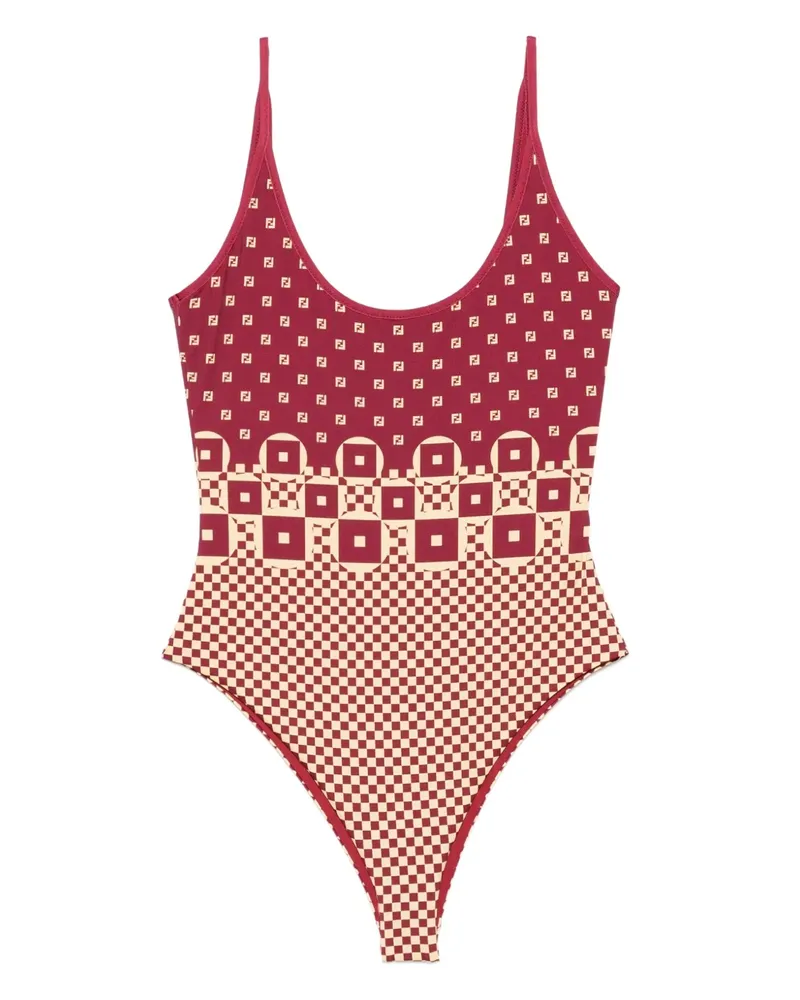 Fendi Badeanzug mit geometrischem Print - Rot Rot
