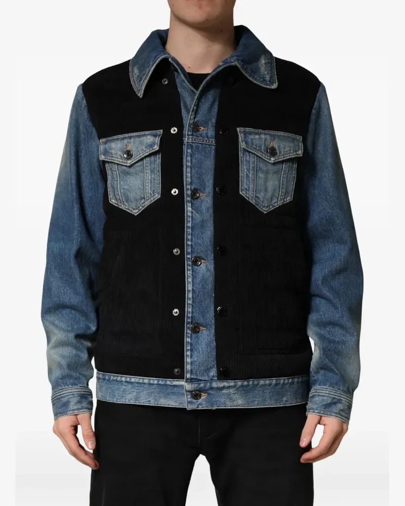 Dolce & Gabbana Jeansjacke mit Cordeinsatz - Schwarz Schwarz