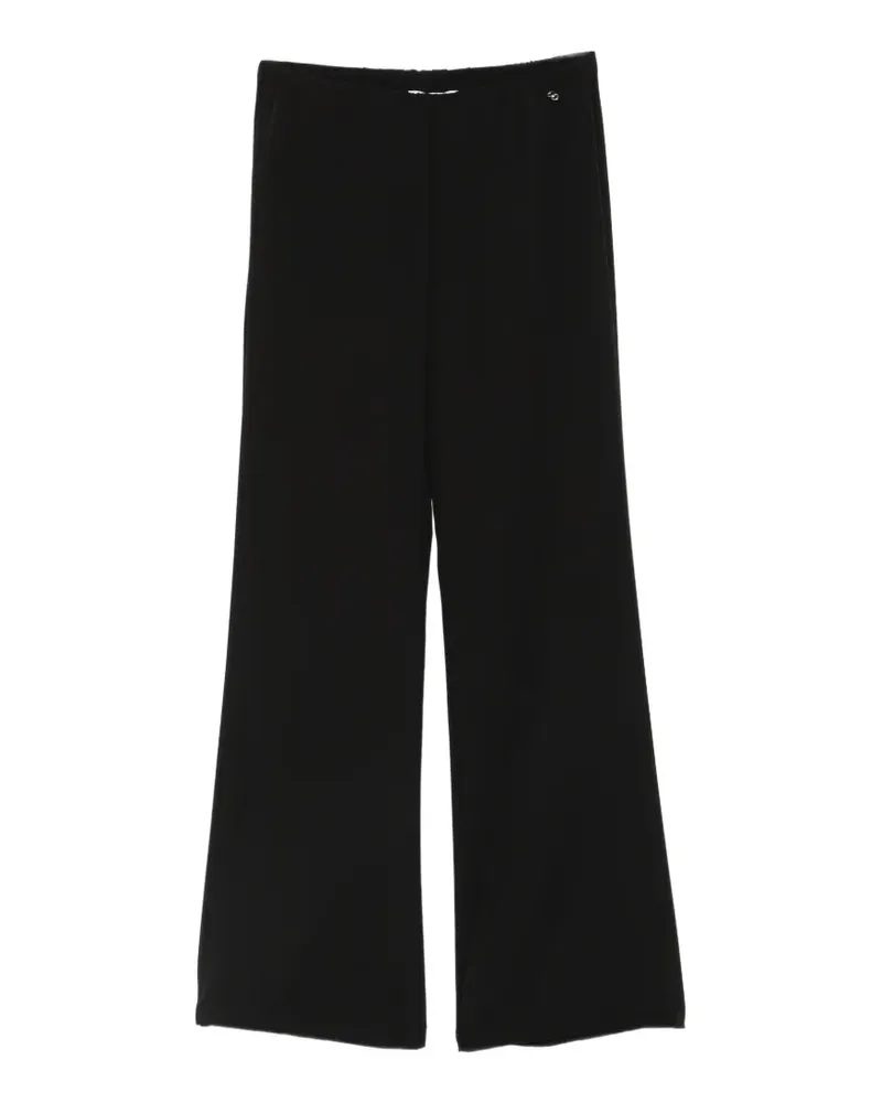 Please elasticated-waist wide-leg trousers - Schwarz Schwarz
