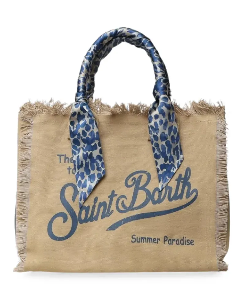 MC2 Saint Barth fringed logo-print tote bag - Nude Nude