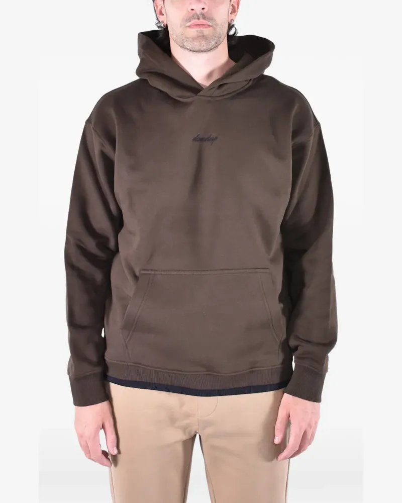 Dondup Hoodie aus geripptem Fleece mit Logo-Stickerei - Braun Braun