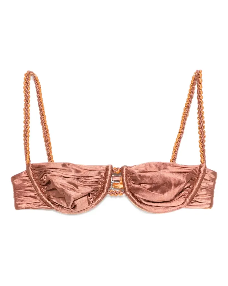 Isa Boulder ruched weave bikini top - Braun Braun