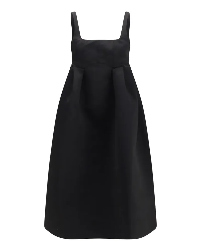 Ganni Midikleid mit eckigem Ausschnitt - Schwarz Schwarz