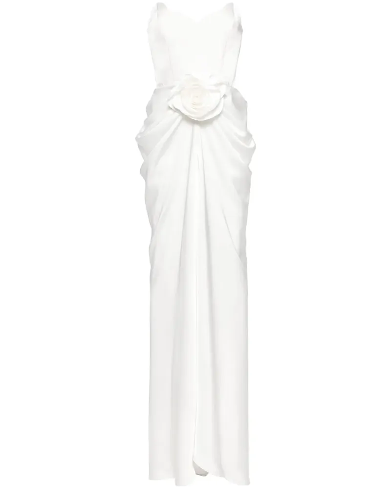 Ana Radu Abendkleid mit Blumenapplikation - Weiß Weiß