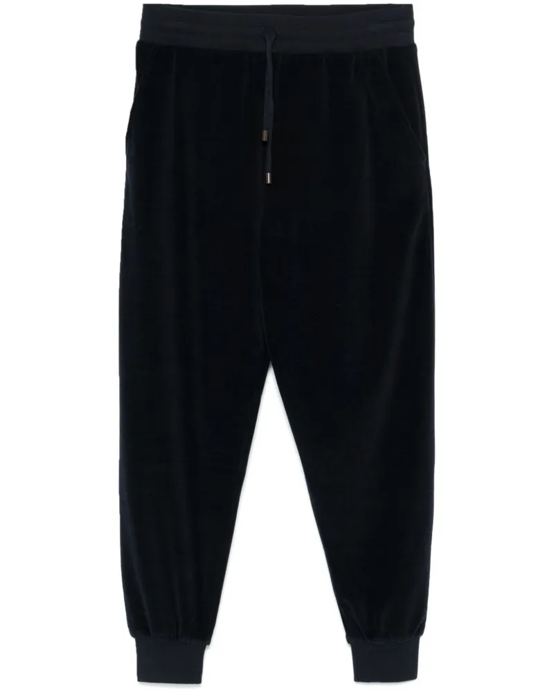 Canali Jogginghose in Samtoptik - Blau Blau