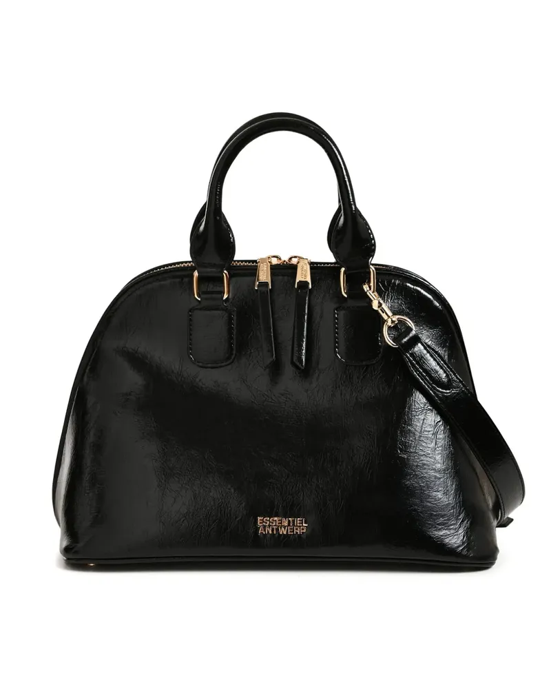 Essentiel Karla Schultertasche mit Lackoptik - Schwarz Schwarz