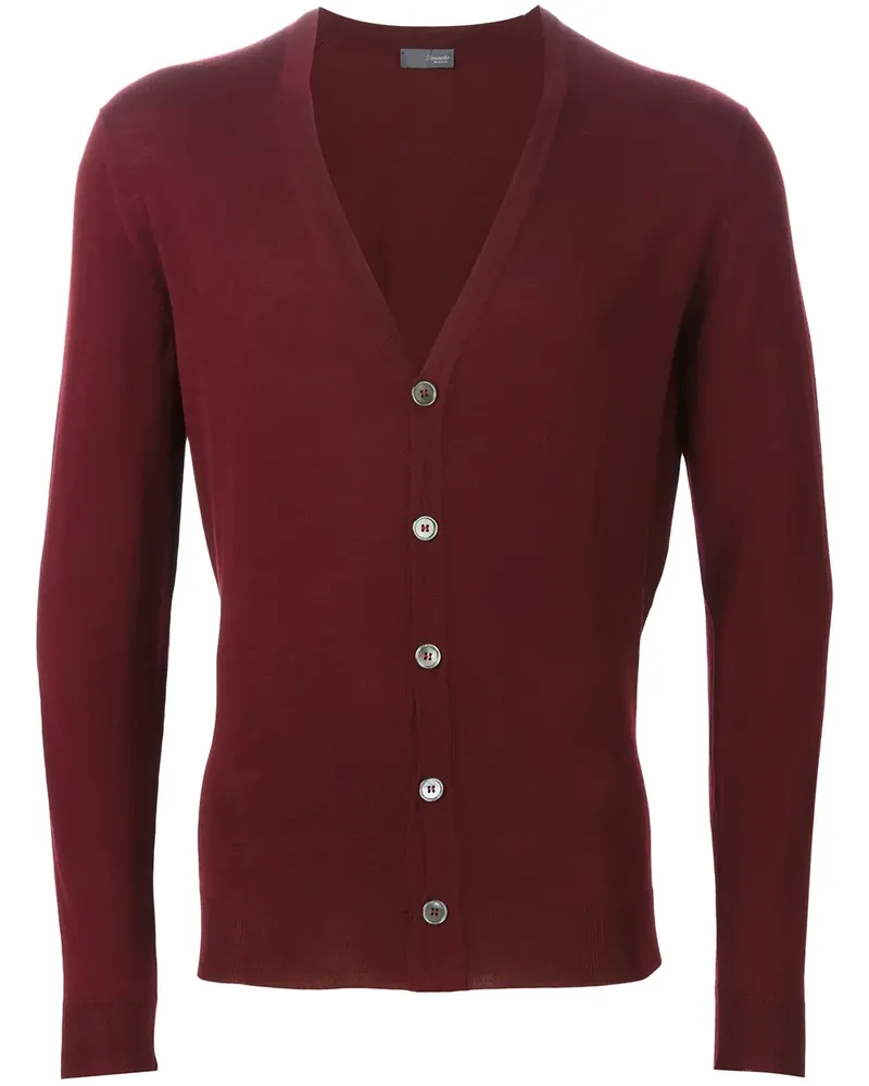 Drumohr  Cardigan mit V-Ausschnitt - Rot Rot