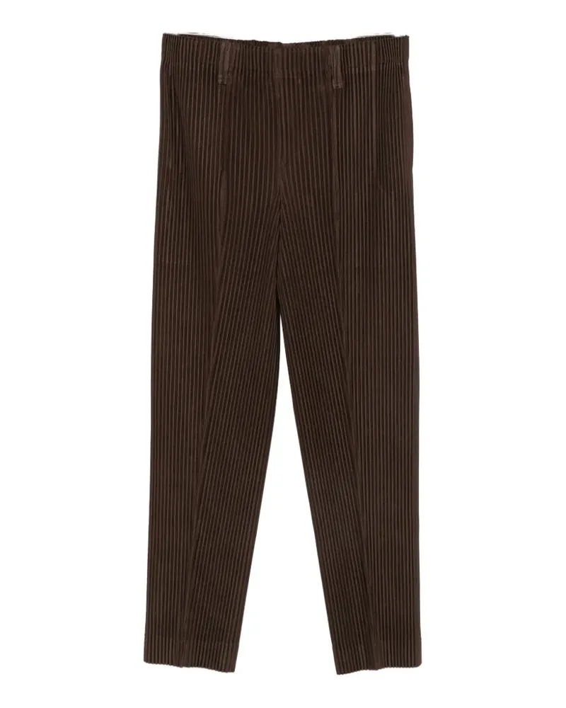 Issey Miyake pleated slit-hem trousers - Braun Braun