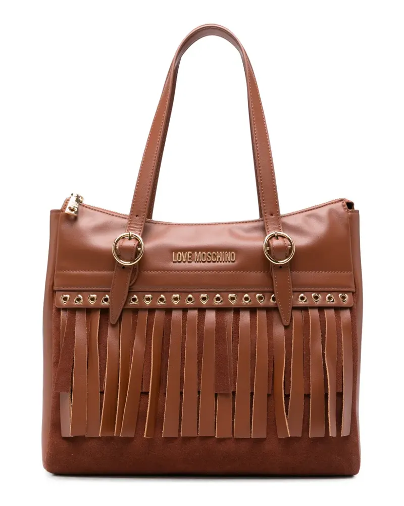 Moschino Tote Bag mit Fransen und Herzösen - Braun Braun