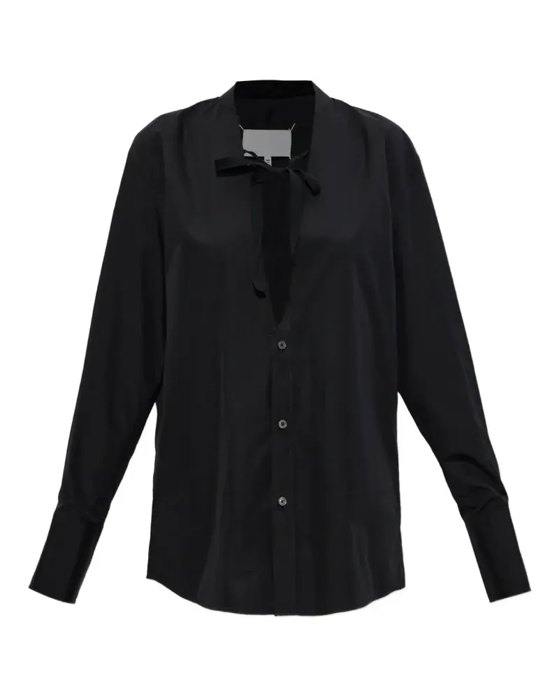 Maison Margiela frayed-edge tie-fastening shirt - Schwarz Schwarz