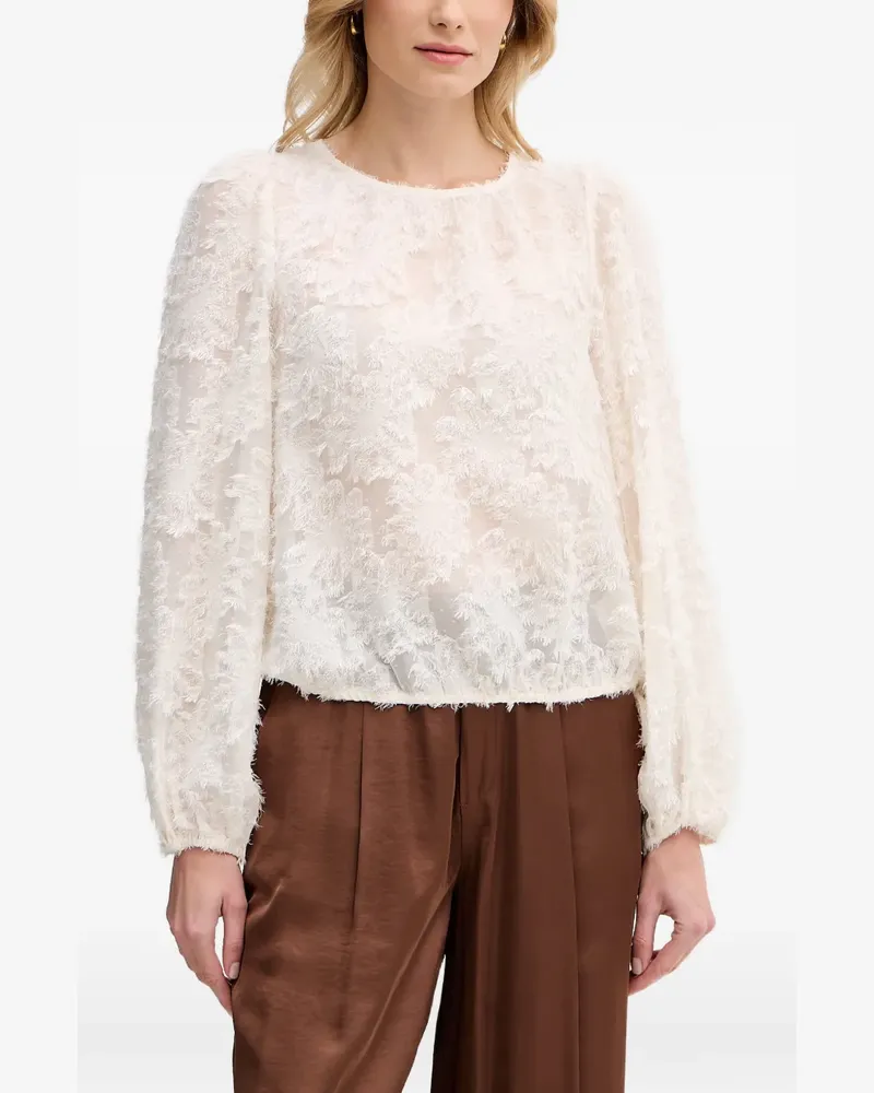 Oui  Bluse mit Puffärmeln - Weiß Weiß