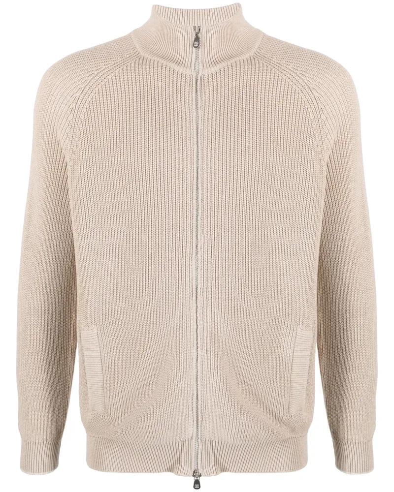 Brunello Cucinelli Gerippter Cardigan mit Reißverschluss - Nude Nude