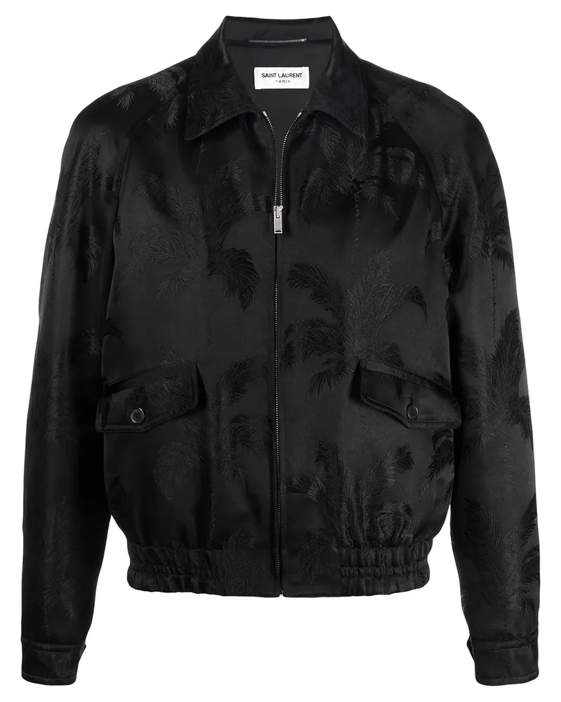 Saint Laurent Jacke mit Palmenstickerei - Schwarz Schwarz