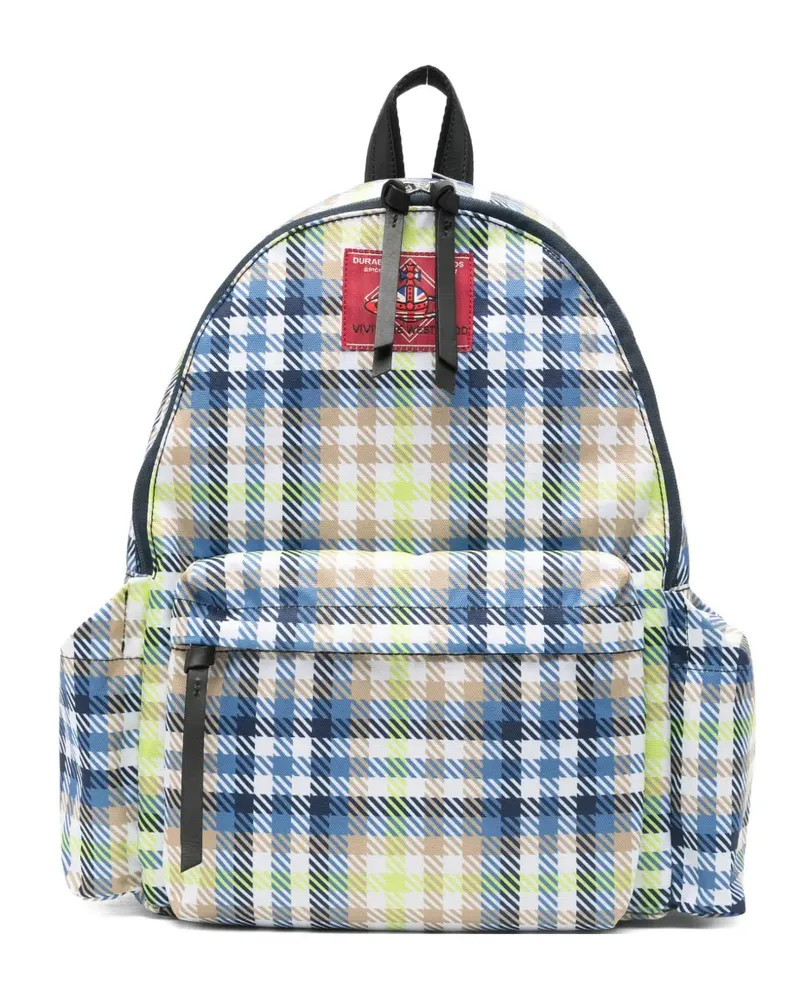 Vivienne Westwood medium George check-pattern logo-patch backpack - Blau Blau