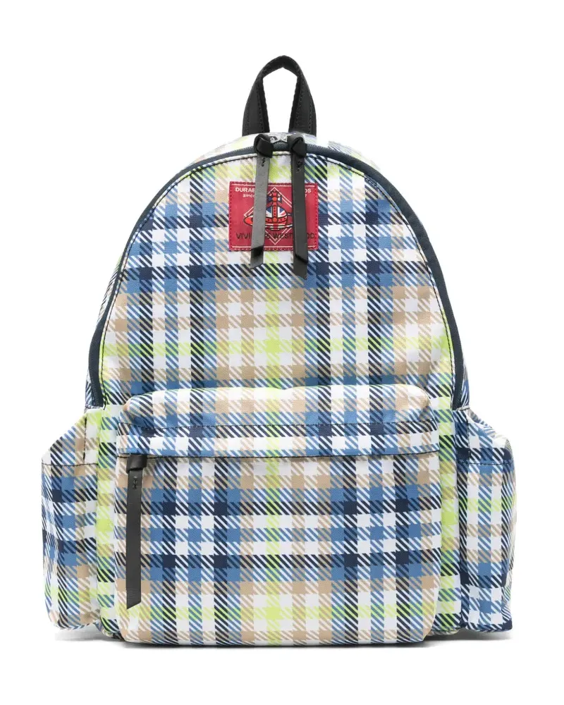 Vivienne Westwood medium George check-pattern logo-patch backpack - Blau Blau