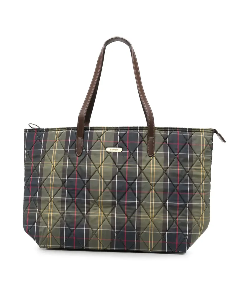 Barbour Gesteppte Wetherham Tote Bag mit Karomuster - Grün Grün