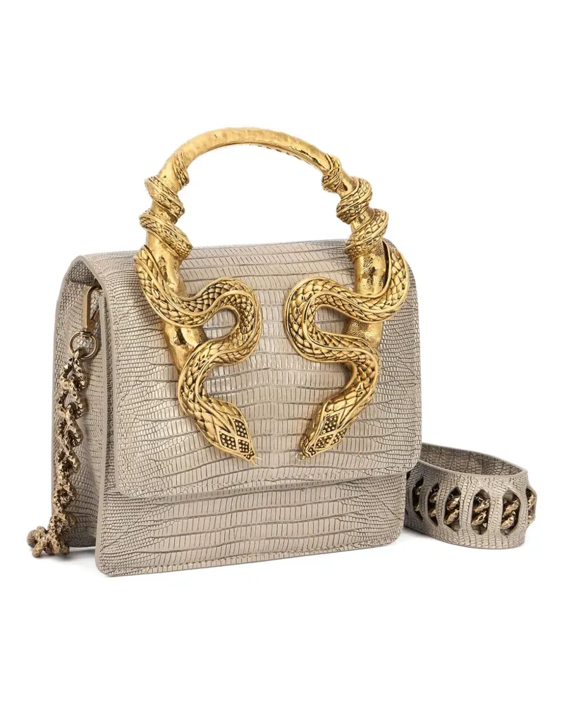 Roberto Cavalli Schultertasche aus Schlangenleder mit Verzierung - Nude Nude