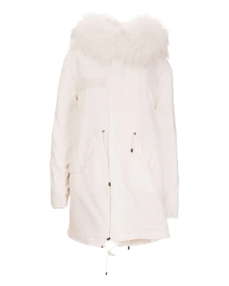 Mr & Mrs Italy faux-fur trimmed hooded coat - Weiß Weiß