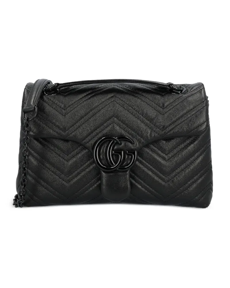 Gucci GG Marmont Schultertasche mit Chevronmuster - Schwarz Schwarz