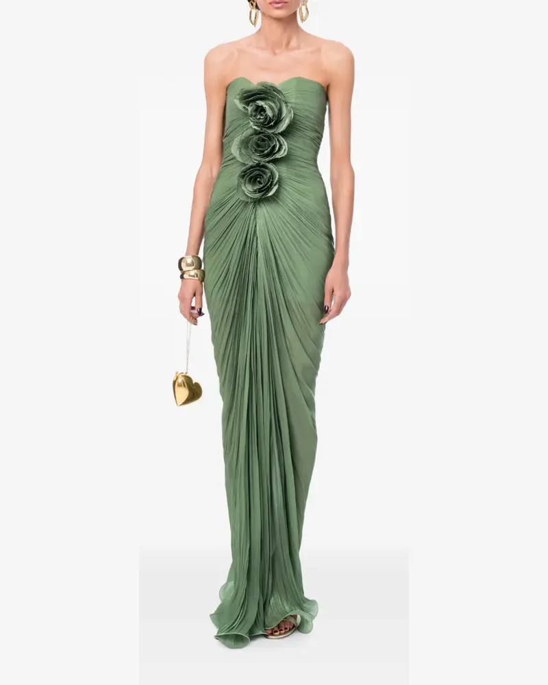 Ana Radu floral-detail ruched maxi dress - Grün Grün
