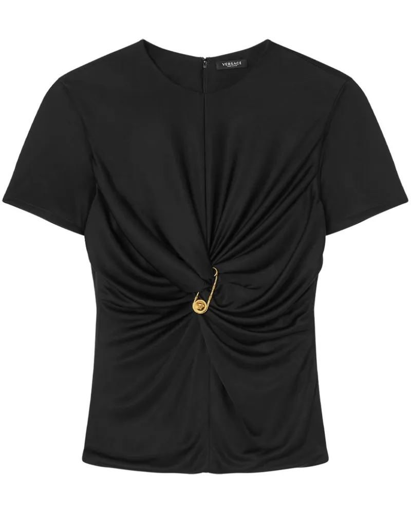 Versace Gerafftes Safety Pin Oberteil - Schwarz Schwarz