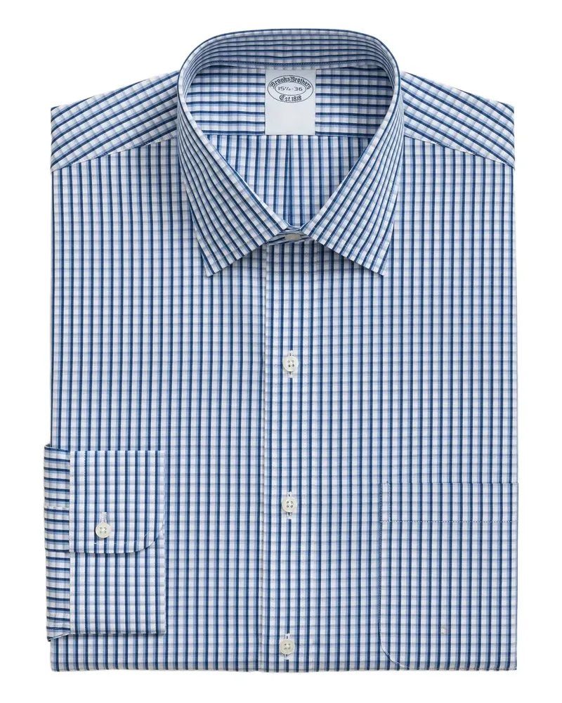 Brooks Brothers Kariertes Hemd mit Reverskragen - Blau Blau