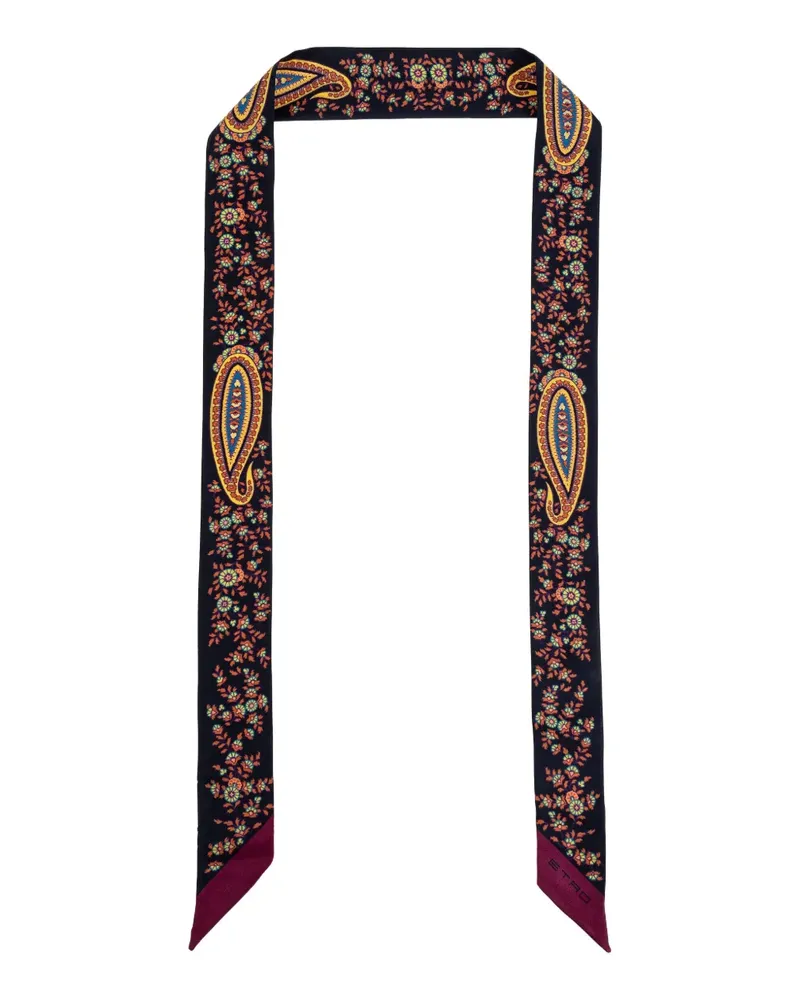 Etro Schal aus Seide mit Paisley-Print - Blau Blau