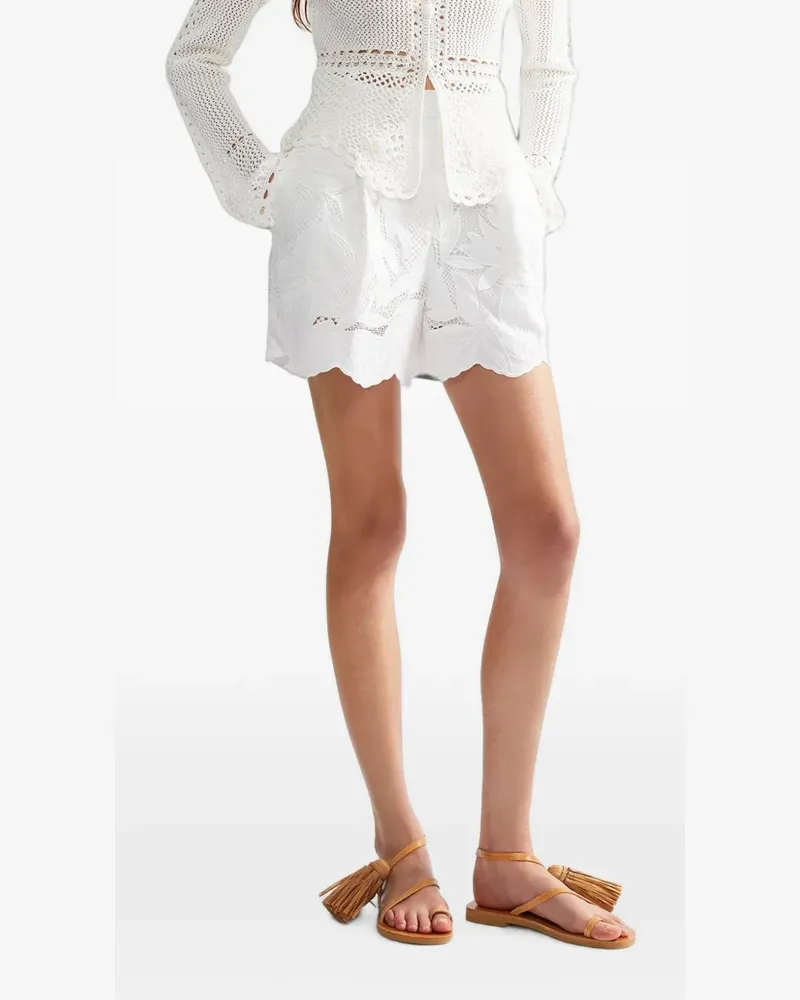 Erdem Shorts mit Blumenmuster - Weiß Weiß