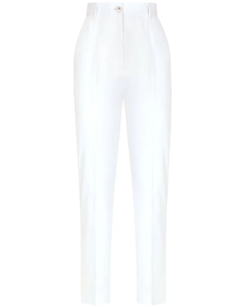 Dolce & Gabbana Hoch sitzende Gabardine-Hose - Weiß Weiß