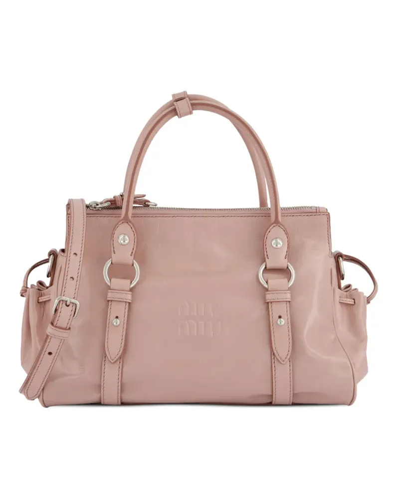 Miu Miu Glänzende Tote Bag mit Logo-Prägung - Rosa Rosa