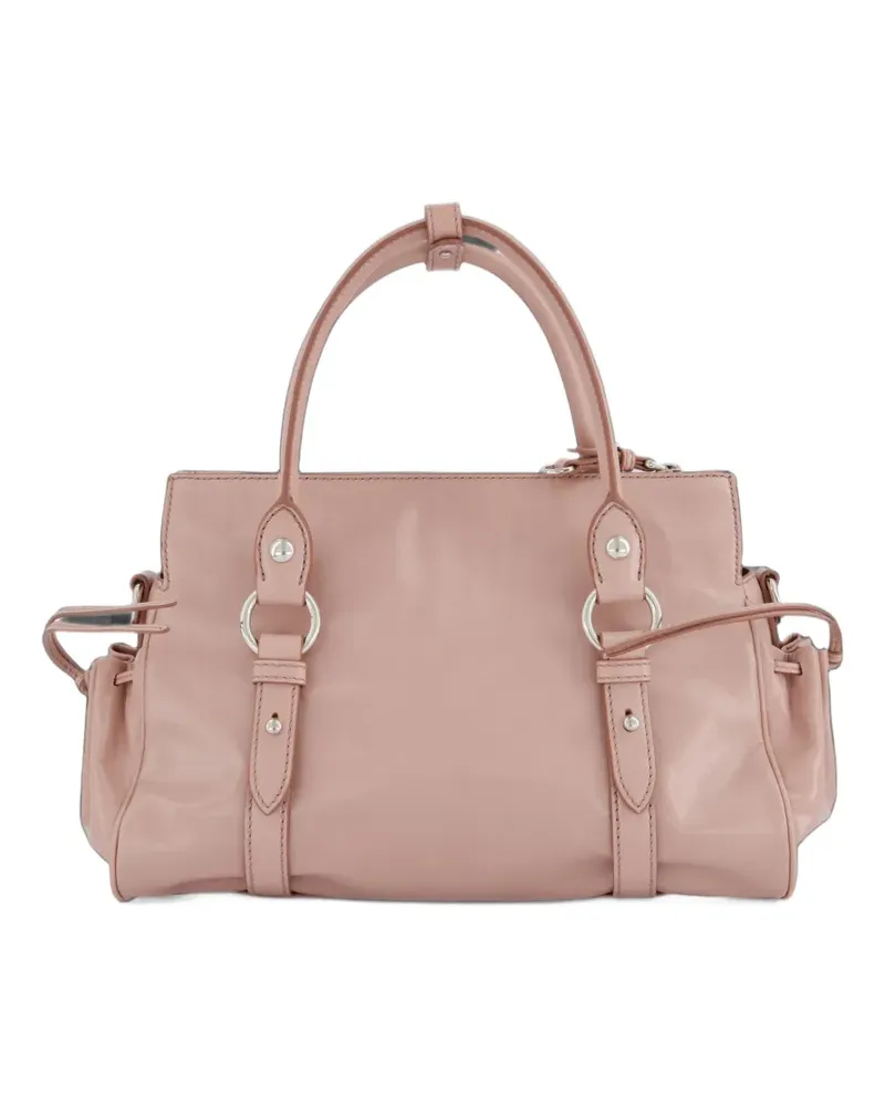 Miu Miu glossy embossed-logo tote bag - Rosa Rosa