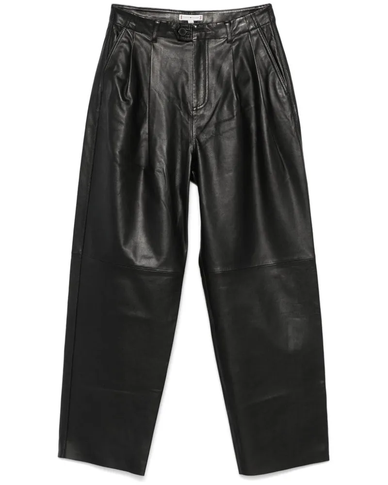 Tommy Hilfiger Tapered-Hose aus Leder - Schwarz Schwarz