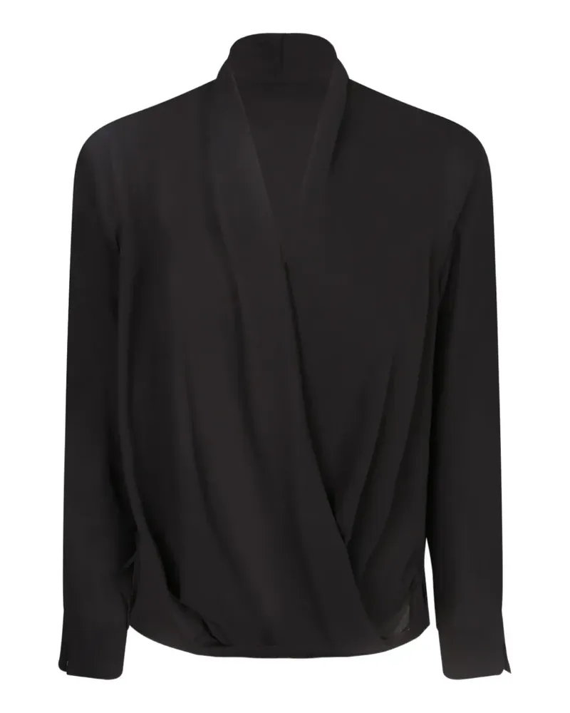 Blanca wrap-style long-sleeve blouse - Schwarz Schwarz
