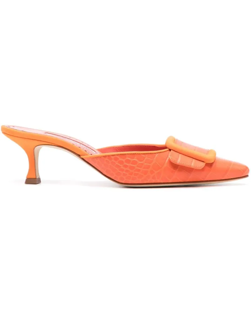 Manolo Blahnik Maysale Mules 50mm Orange