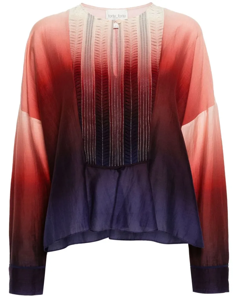 forte_forte Plissierte Bluse mit Farbverlauf - Rot Rot