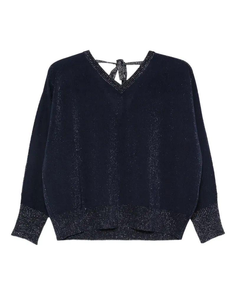 D.EXTERIOR Pullover aus Metallic-Garn mit Bindeband - Blau Blau