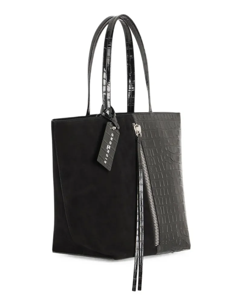 John Richmond Tote Bag mit Kroko-Effekt - Schwarz Schwarz