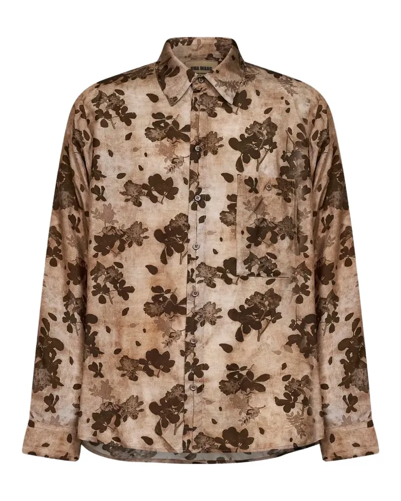 Uma Wang floral-print chest-pocket shirt - Braun Braun